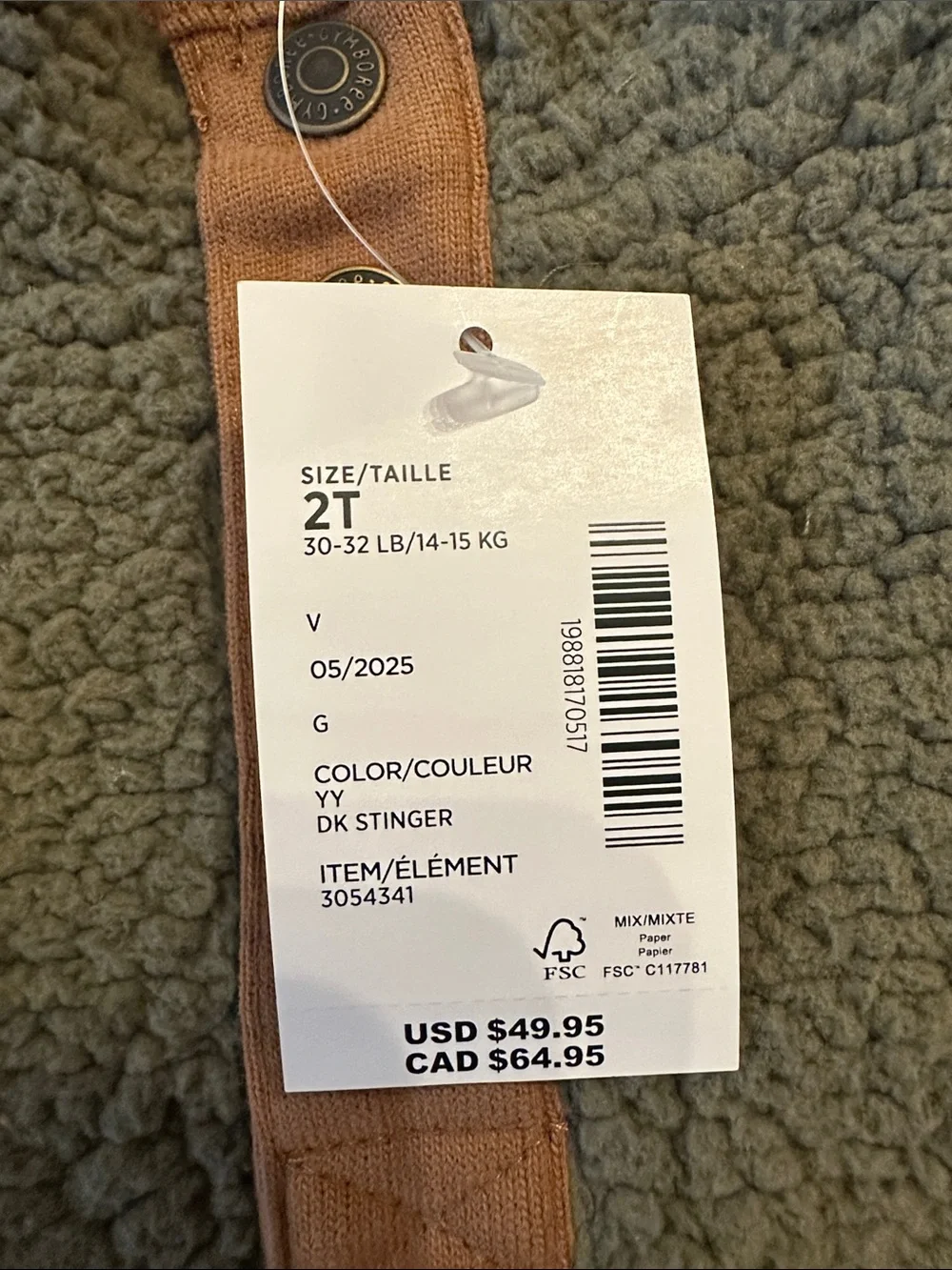 Gymboree Olive Sherpa Pullover with Tan Trim